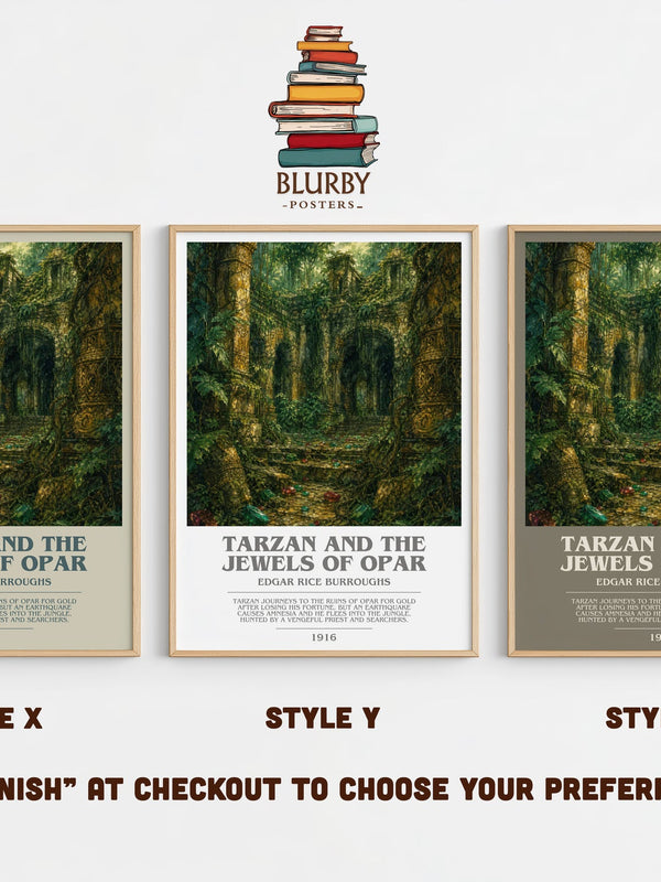 Tarzan And The Jewels Of Opar bookish print in frame leaning in hallway – adventure wall art