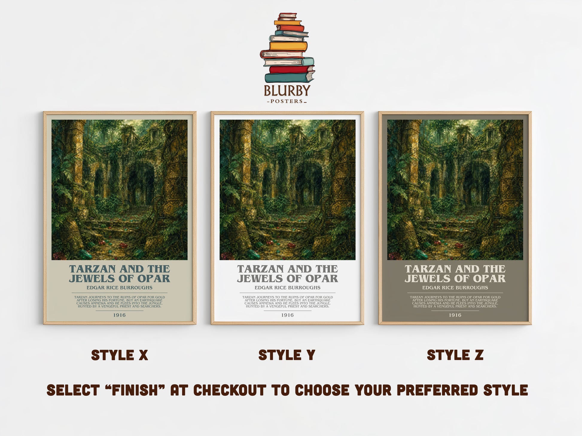 Tarzan And The Jewels Of Opar bookish print in frame leaning in hallway – adventure wall art