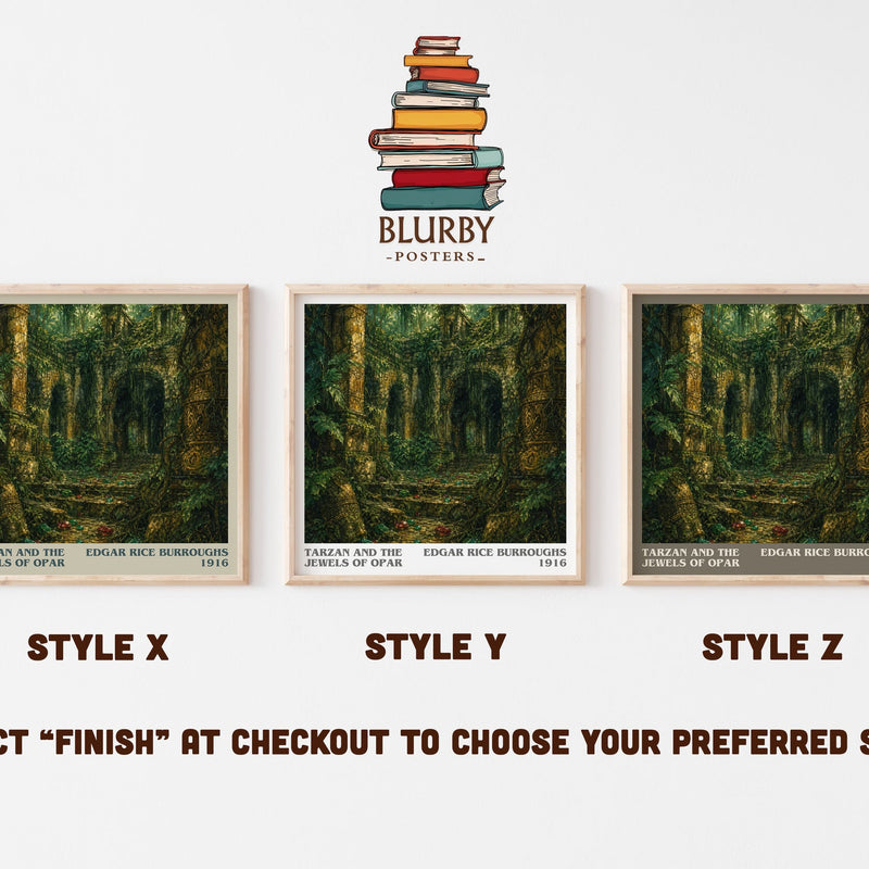 Tarzan And The Jewels Of Opar literary print in frame leaning in hallway – adventure wall art