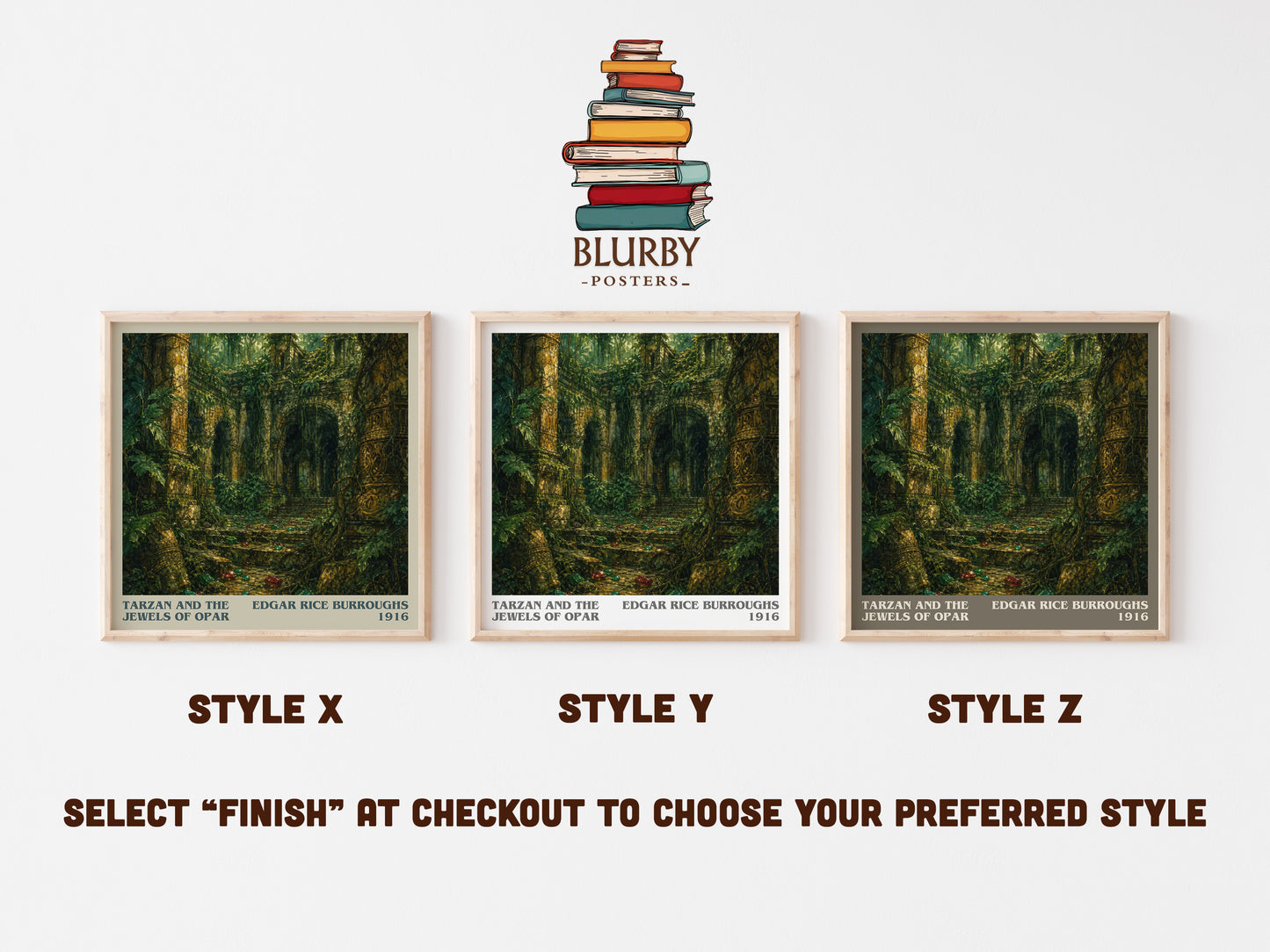 Tarzan And The Jewels Of Opar literary print in frame leaning in hallway – adventure wall art