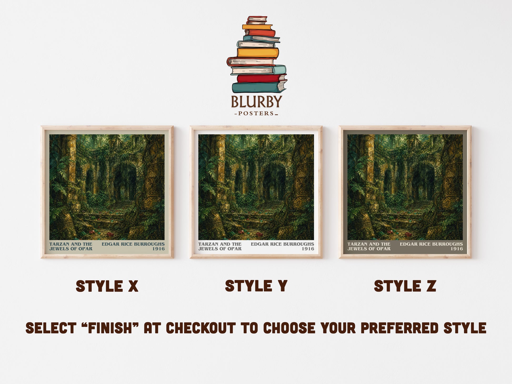 Tarzan And The Jewels Of Opar literary print in frame leaning in hallway – adventure wall art