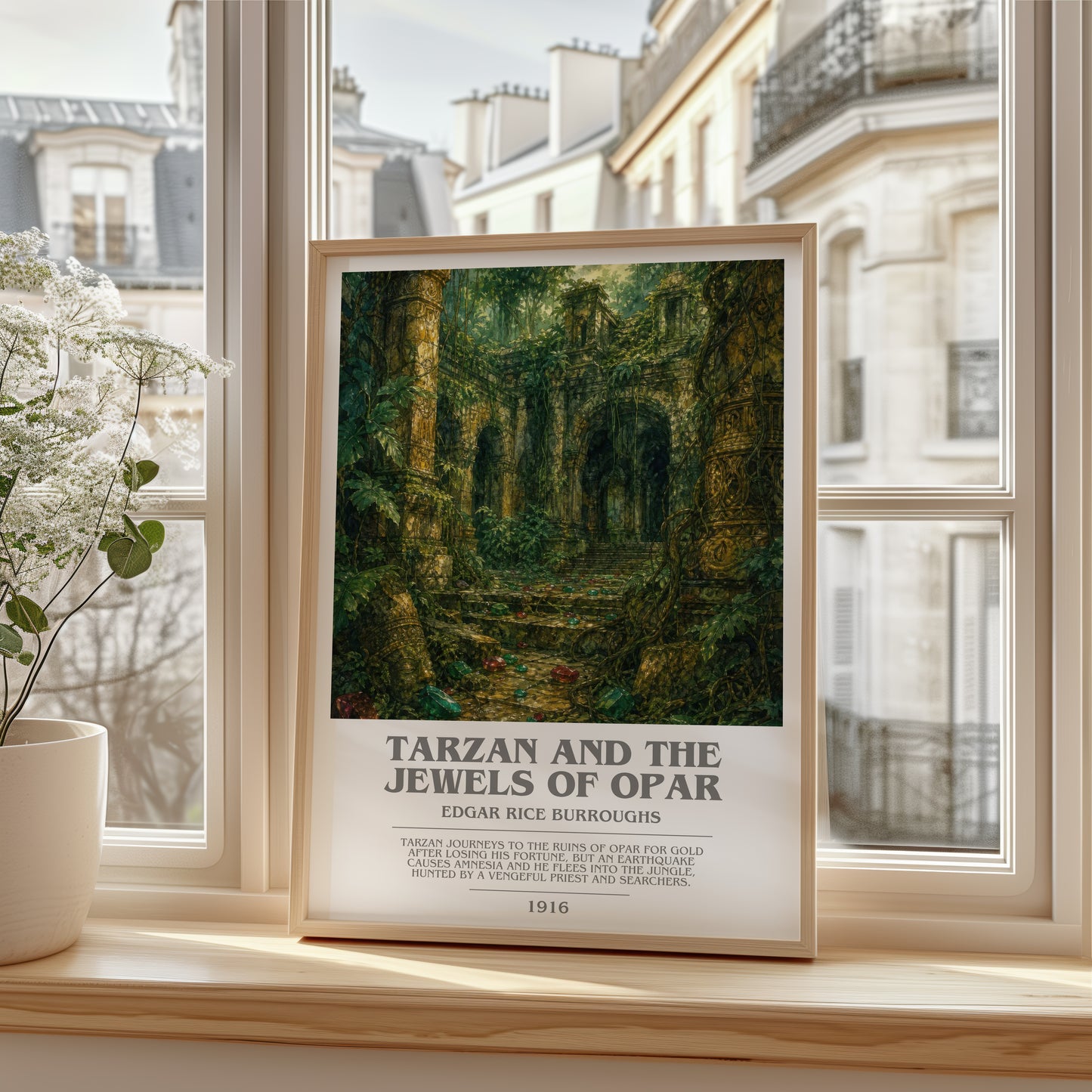 Tarzan And The Jewels Of Opar bookish poster colour and style options – Edgar Rice Burroughs book art