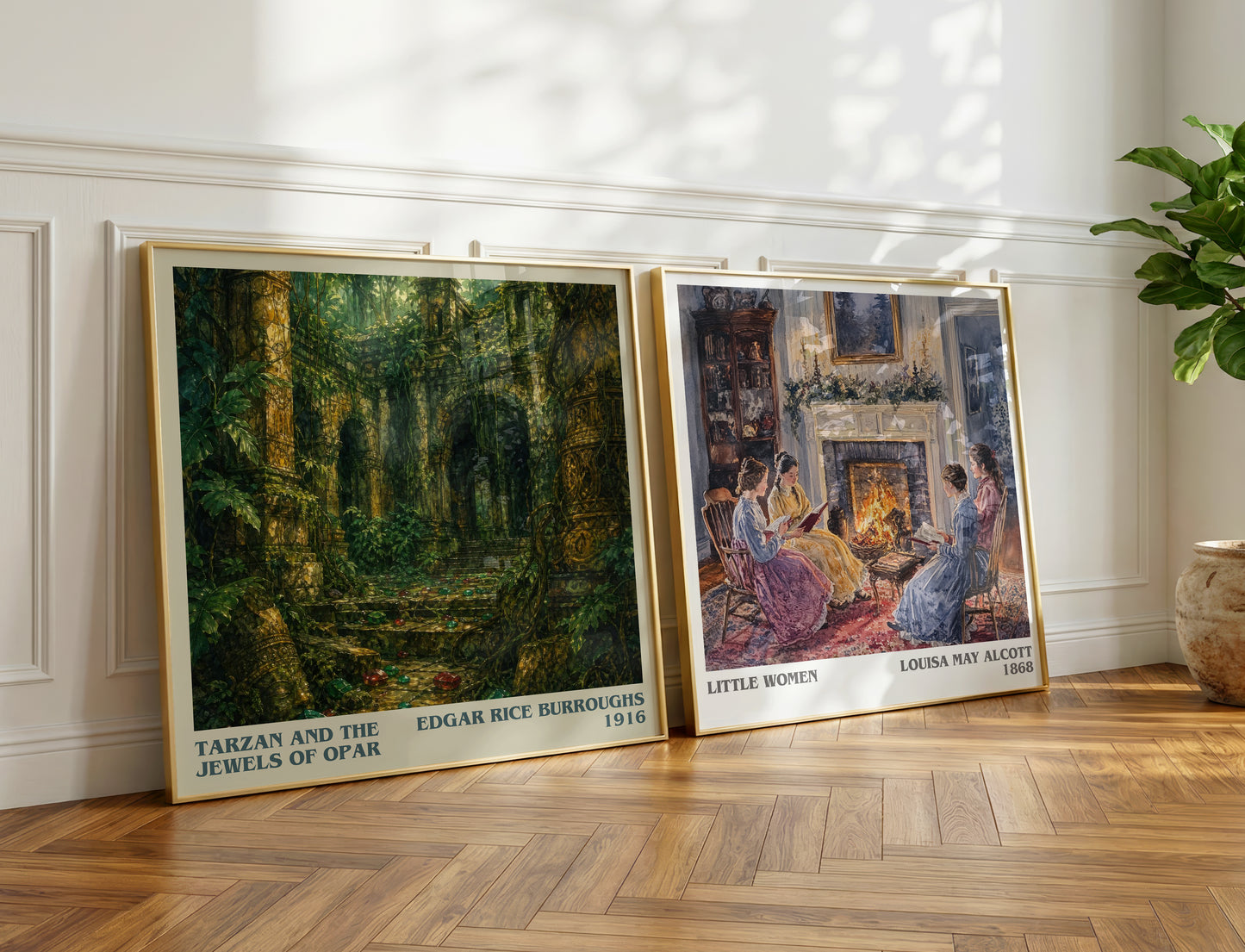 Tarzan And The Jewels Of Opar literary print on bookshelf – Edgar Rice Burroughs fan gift
