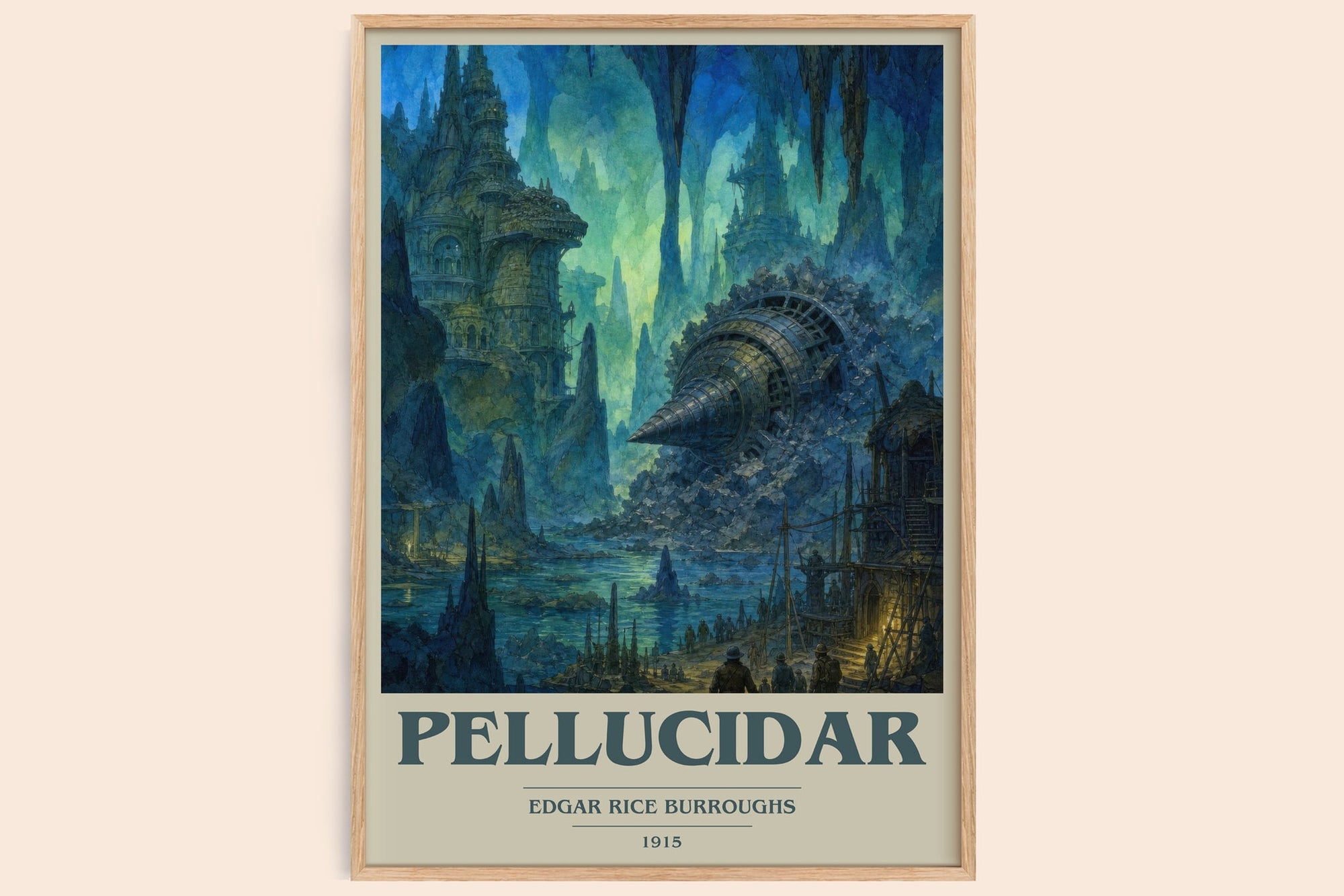 Pellucidar book cover book poster by Edgar Rice Burroughs – framed literary art print
