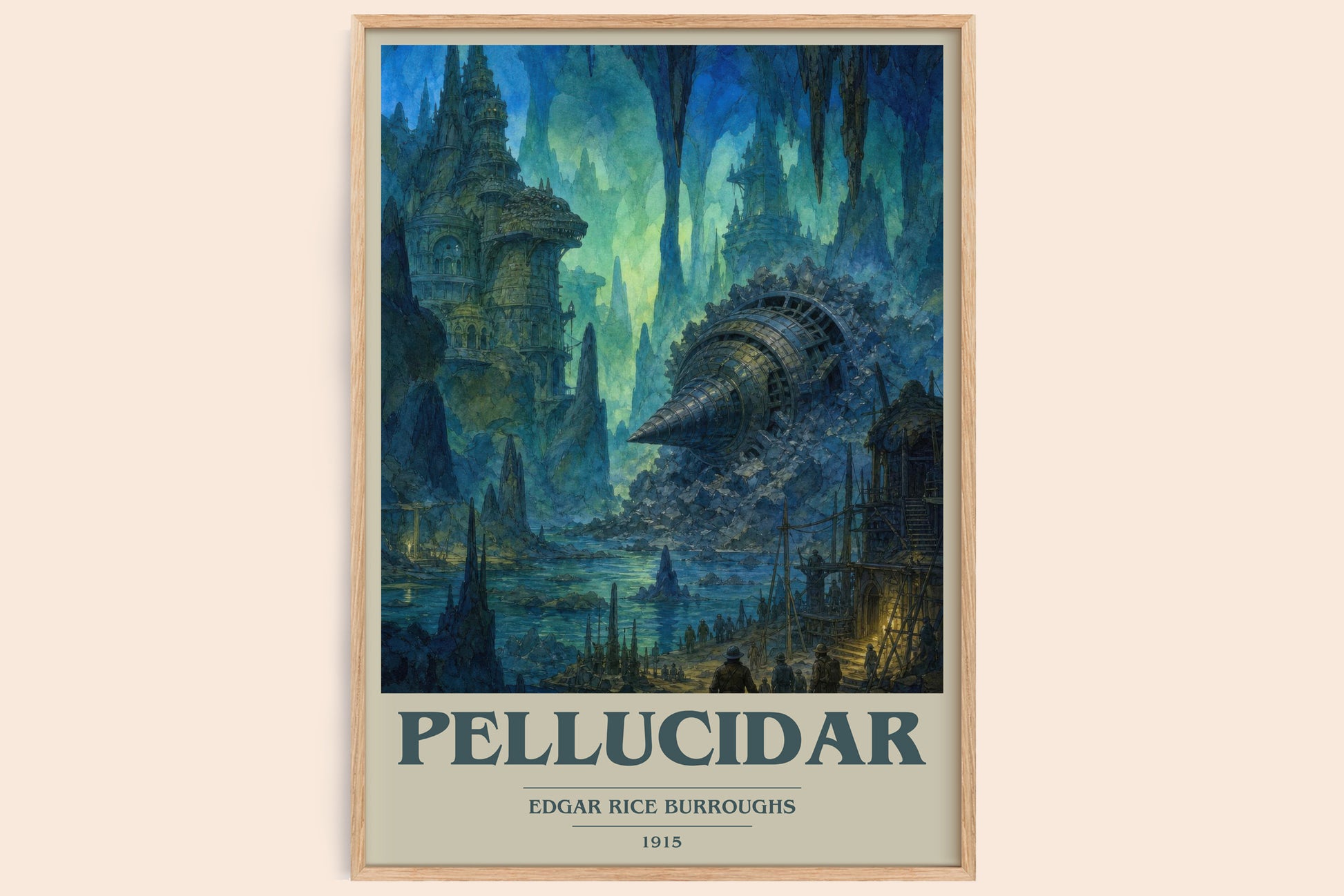 Pellucidar book cover book poster by Edgar Rice Burroughs – framed literary art print