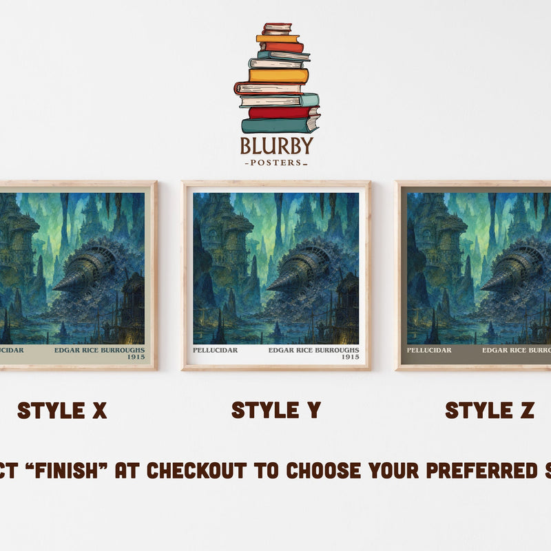 Pellucidar literary print in frame leaning in hallway – adventure wall art