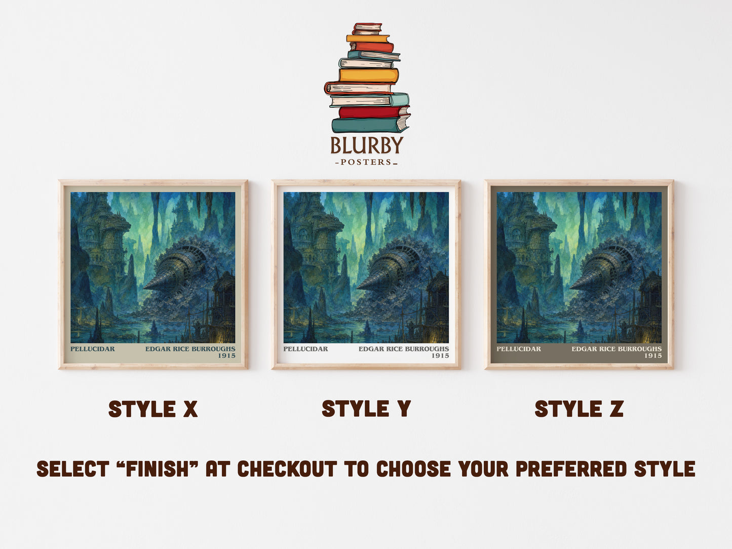 Pellucidar literary print in frame leaning in hallway – adventure wall art