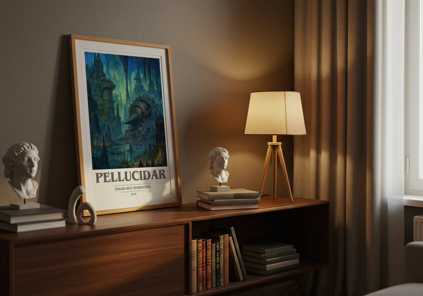Pellucidar book cover book poster framed on wall – adventure wall art