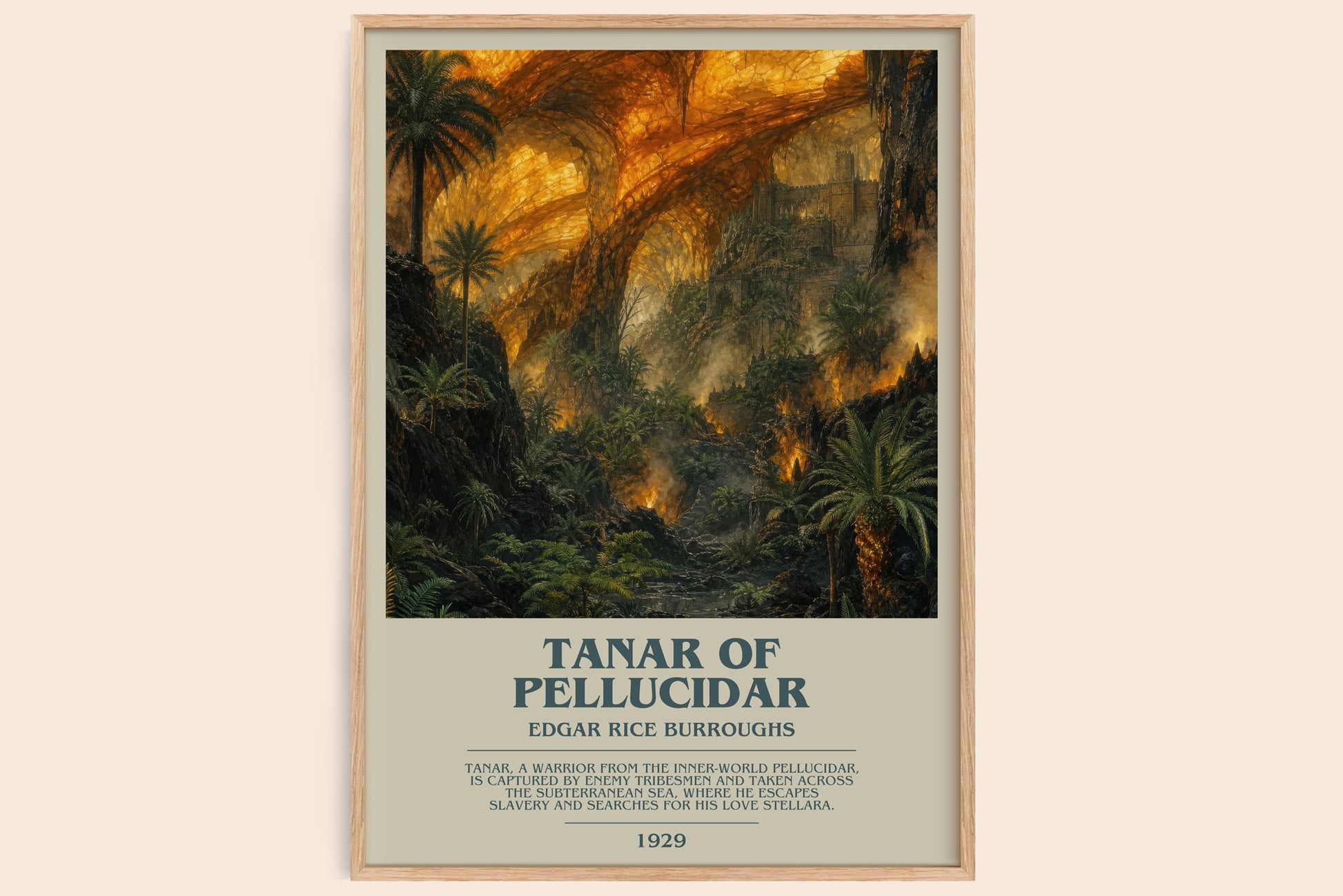 Tanar Of Pellucidar bookish book poster by Edgar Rice Burroughs – framed literary art print