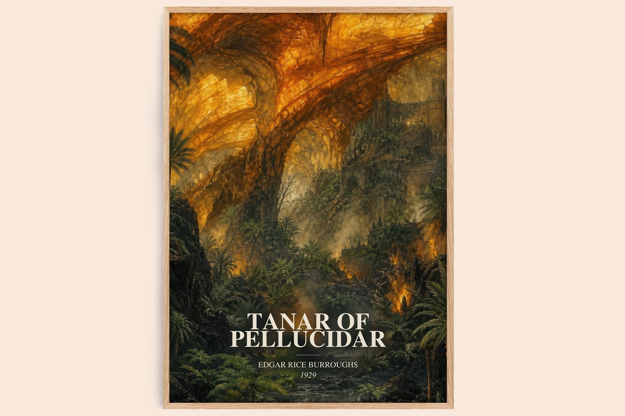 Tanar Of Pellucidar watercolour book poster by Edgar Rice Burroughs – framed literary art print
