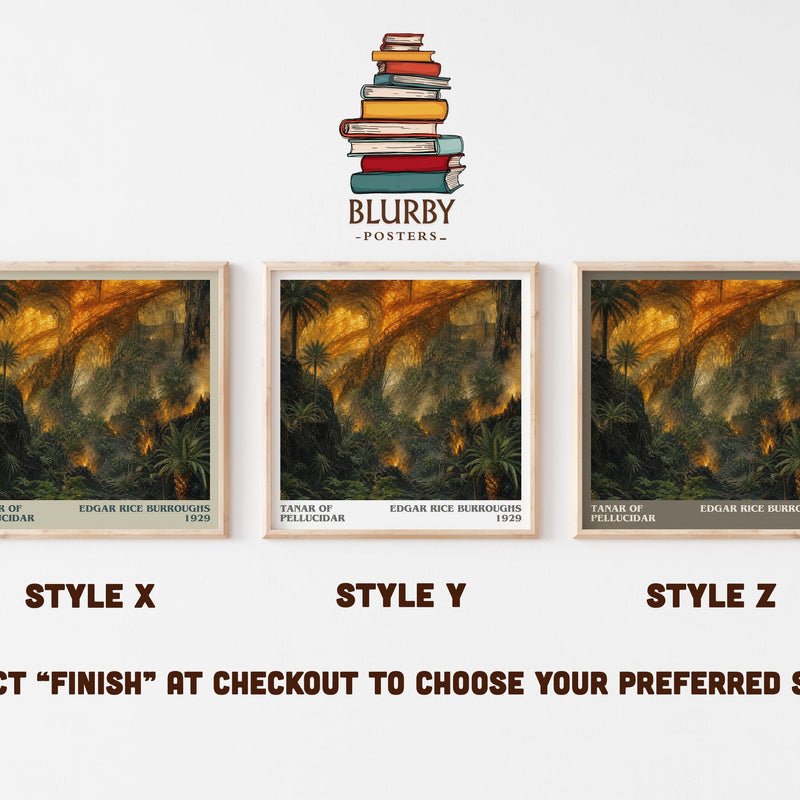 Tanar Of Pellucidar literary print in frame leaning in hallway – sci fi wall art