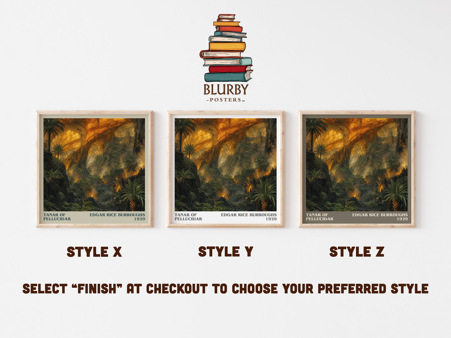 Tanar Of Pellucidar literary print in frame leaning in hallway – sci fi wall art