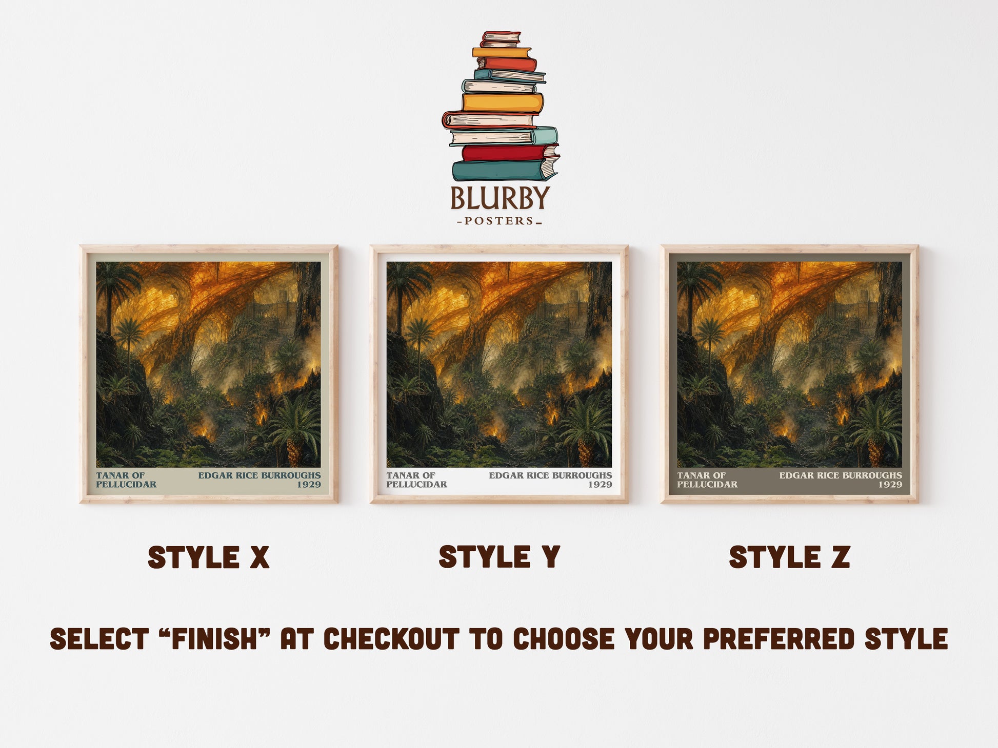 Tanar Of Pellucidar literary print in frame leaning in hallway – sci fi wall art