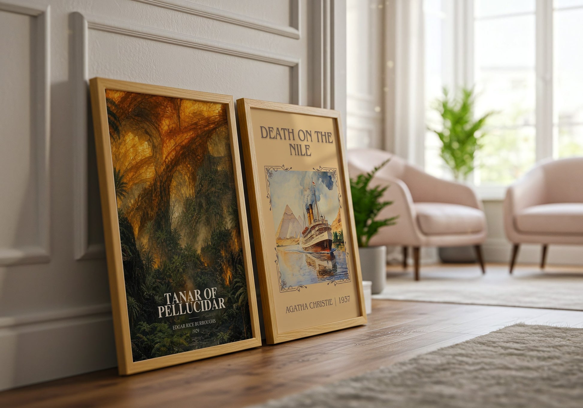 Tanar Of Pellucidar watercolour print framed by window – literary home decor