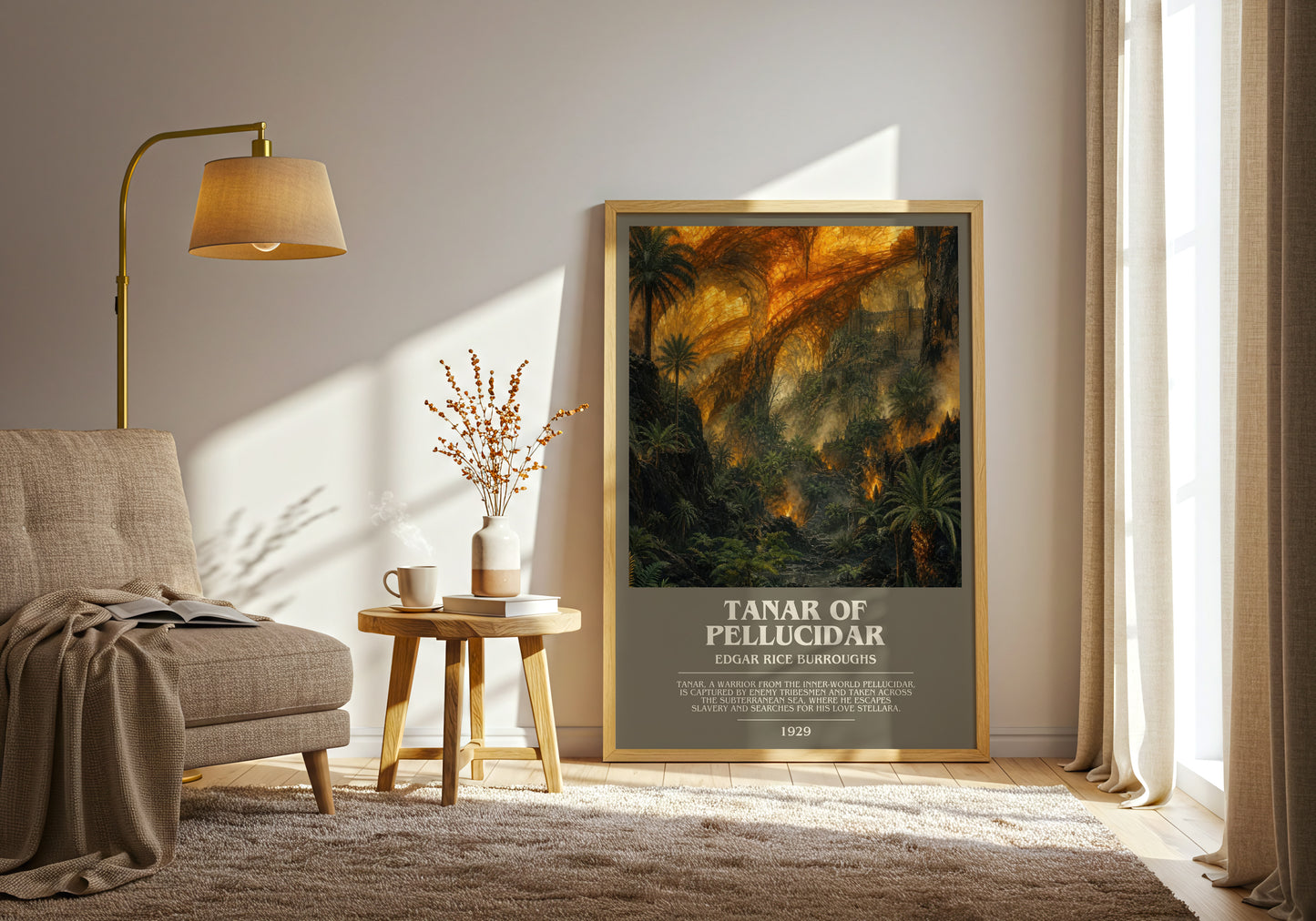 Tanar Of Pellucidar bookish print on bookshelf – Edgar Rice Burroughs fan gift
