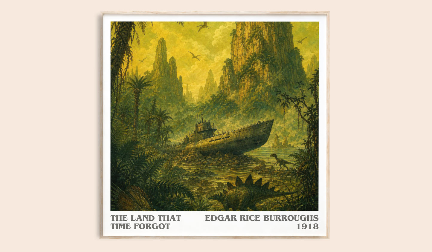The Land That Time Forgot literary book poster by Edgar Rice Burroughs – framed literary art print