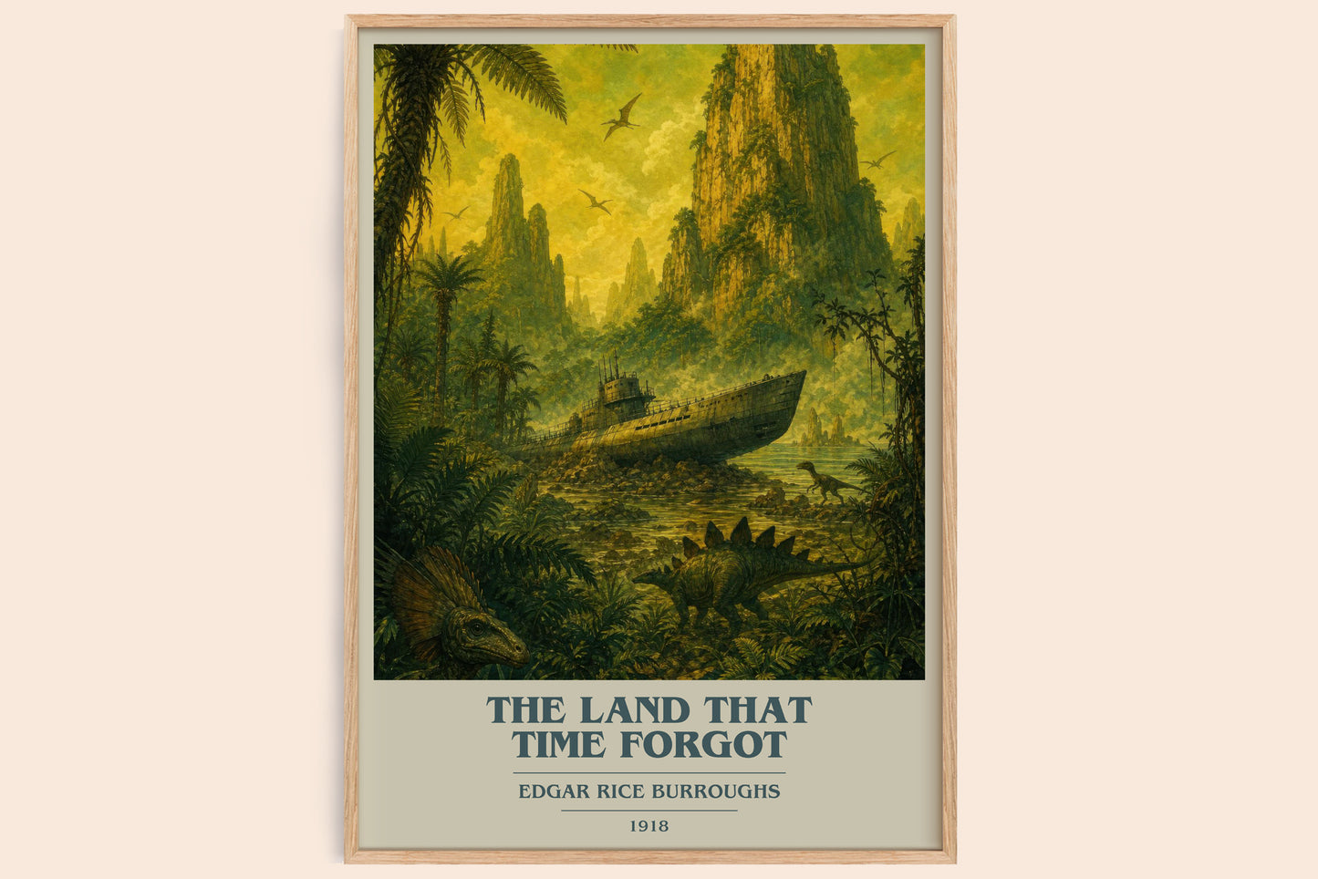 The Land That Time Forgot book cover book poster by Edgar Rice Burroughs – framed literary art print