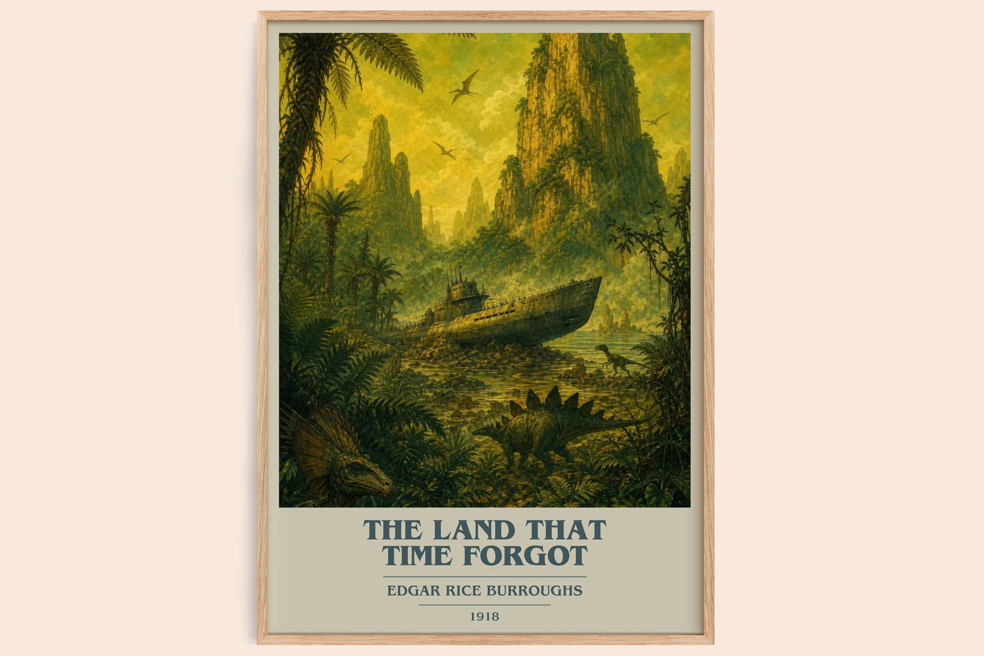 The Land That Time Forgot book cover book poster by Edgar Rice Burroughs – framed literary art print