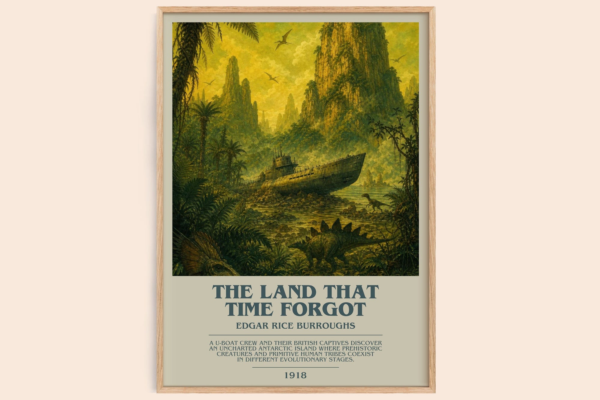 The Land That Time Forgot bookish book poster by Edgar Rice Burroughs – framed literary art print