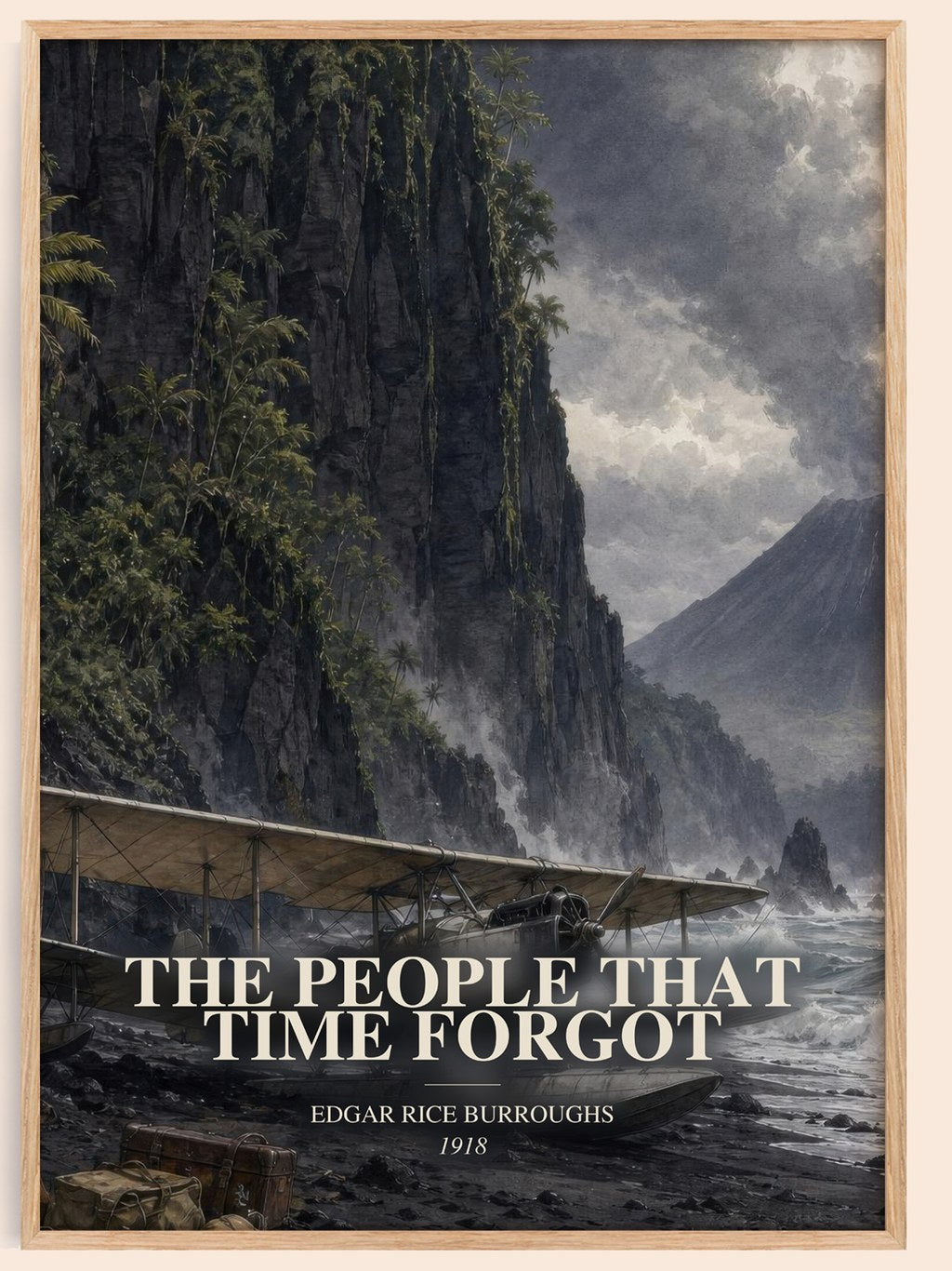 The People That Time Forgot watercolour book poster by Edgar Rice Burroughs – framed literary art print