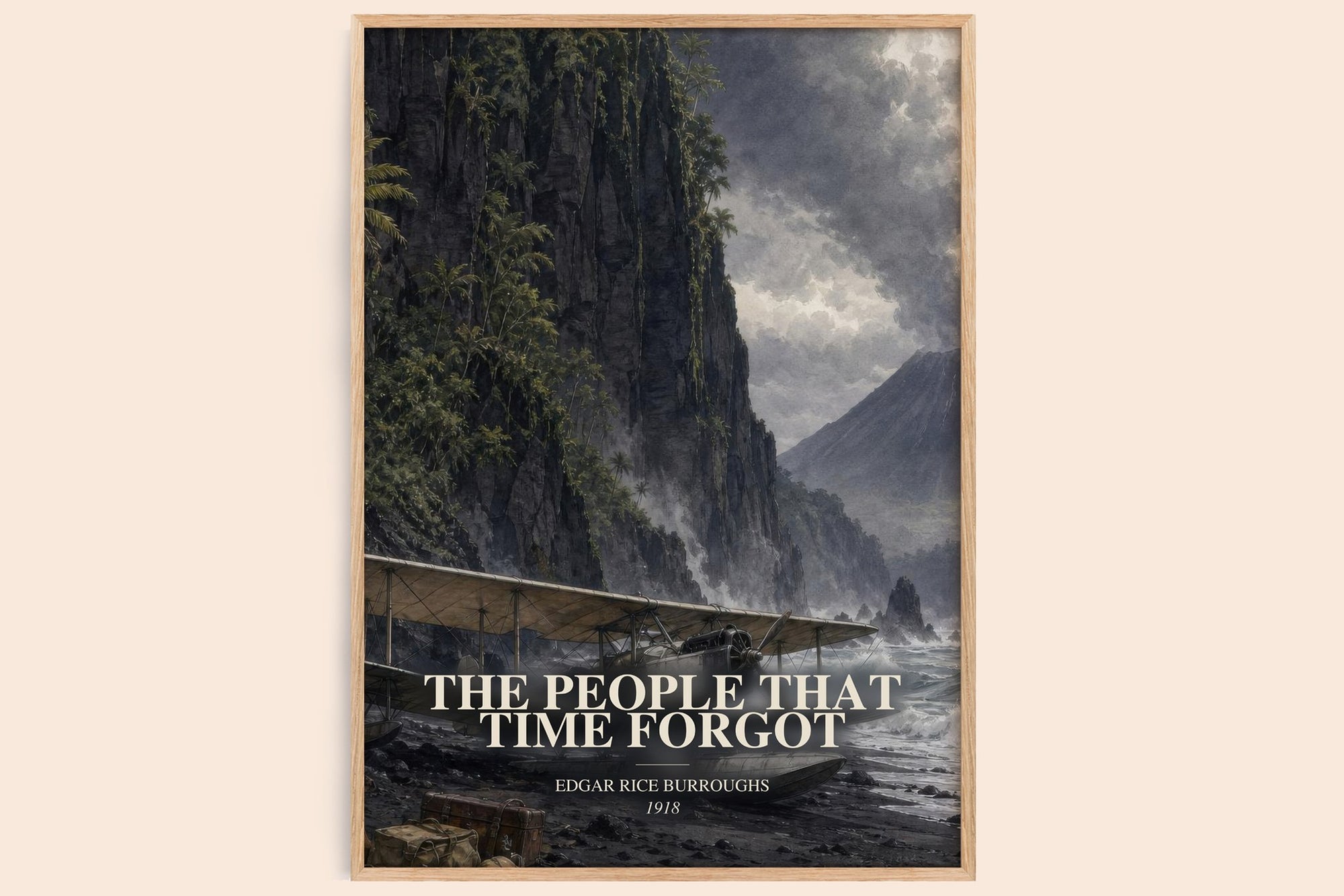The People That Time Forgot watercolour book poster by Edgar Rice Burroughs – framed literary art print