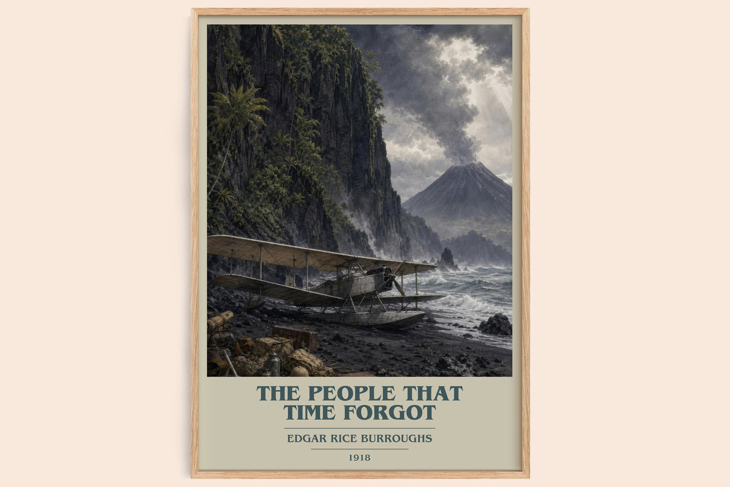 The People That Time Forgot book cover book poster by Edgar Rice Burroughs – framed literary art print