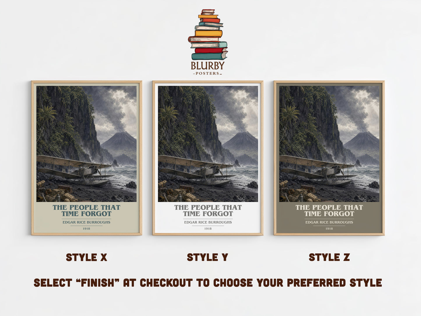 The People That Time Forgot book cover print in frame leaning in hallway – adventure wall art
