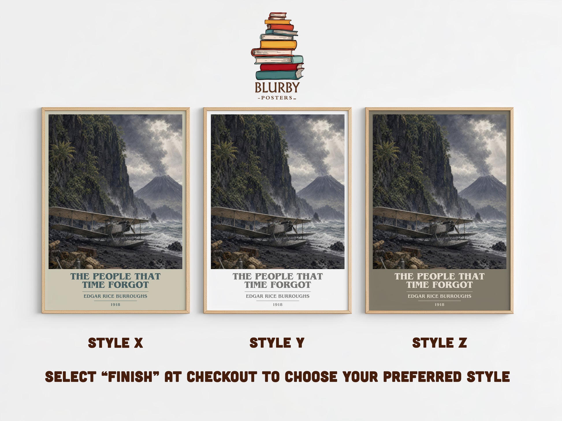 The People That Time Forgot book cover print in frame leaning in hallway – adventure wall art