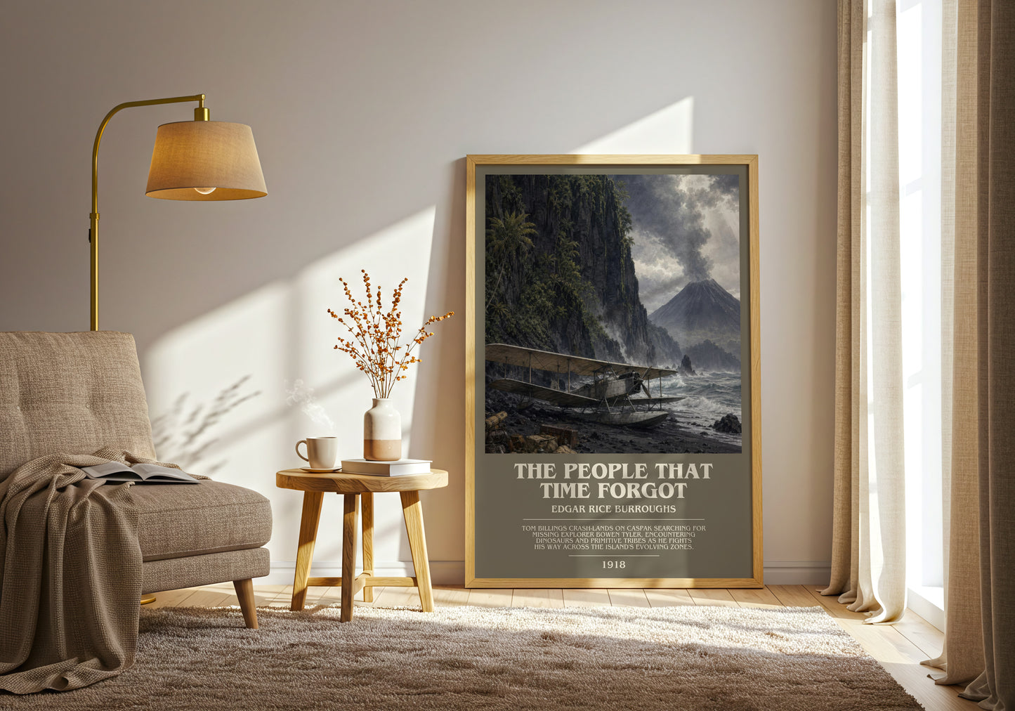 The People That Time Forgot bookish print on bookshelf – Edgar Rice Burroughs fan gift