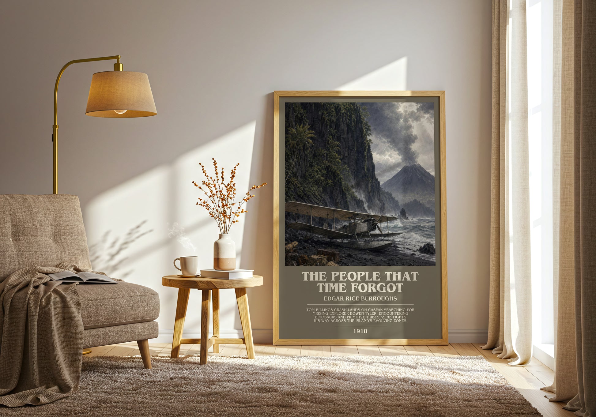 The People That Time Forgot bookish print on bookshelf – Edgar Rice Burroughs fan gift