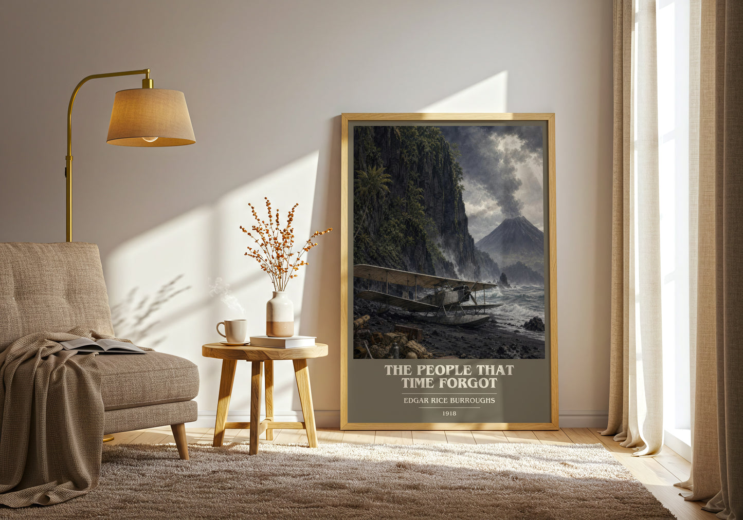 The People That Time Forgot book cover print on bookshelf – Edgar Rice Burroughs fan gift