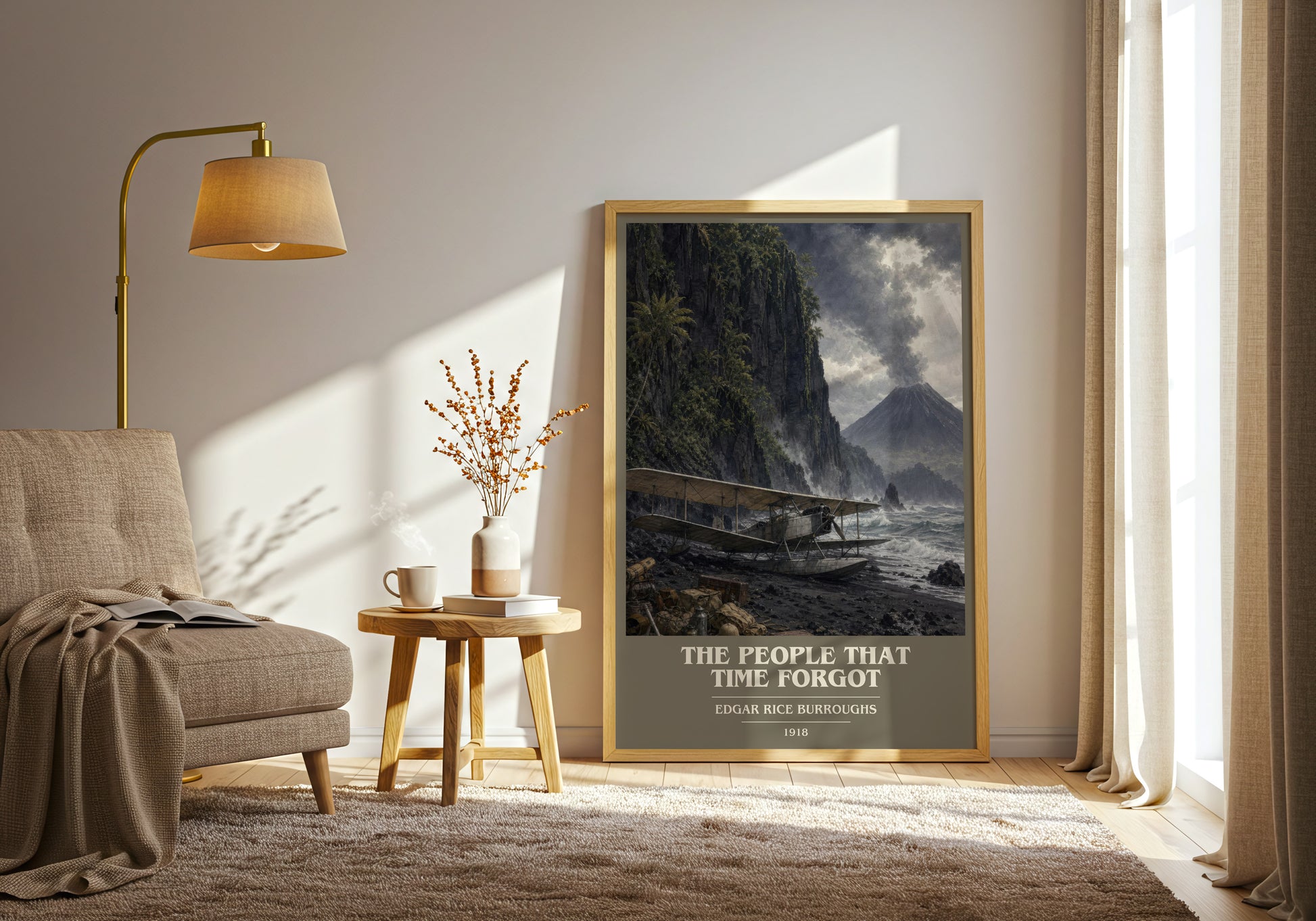The People That Time Forgot book cover print on bookshelf – Edgar Rice Burroughs fan gift