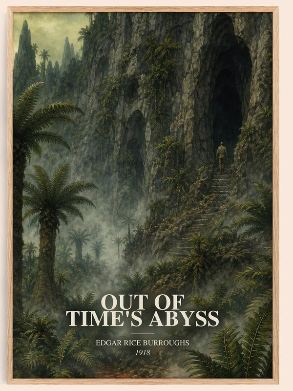 Out Of Time'S Abyss watercolour book poster by Edgar Rice Burroughs – framed literary art print