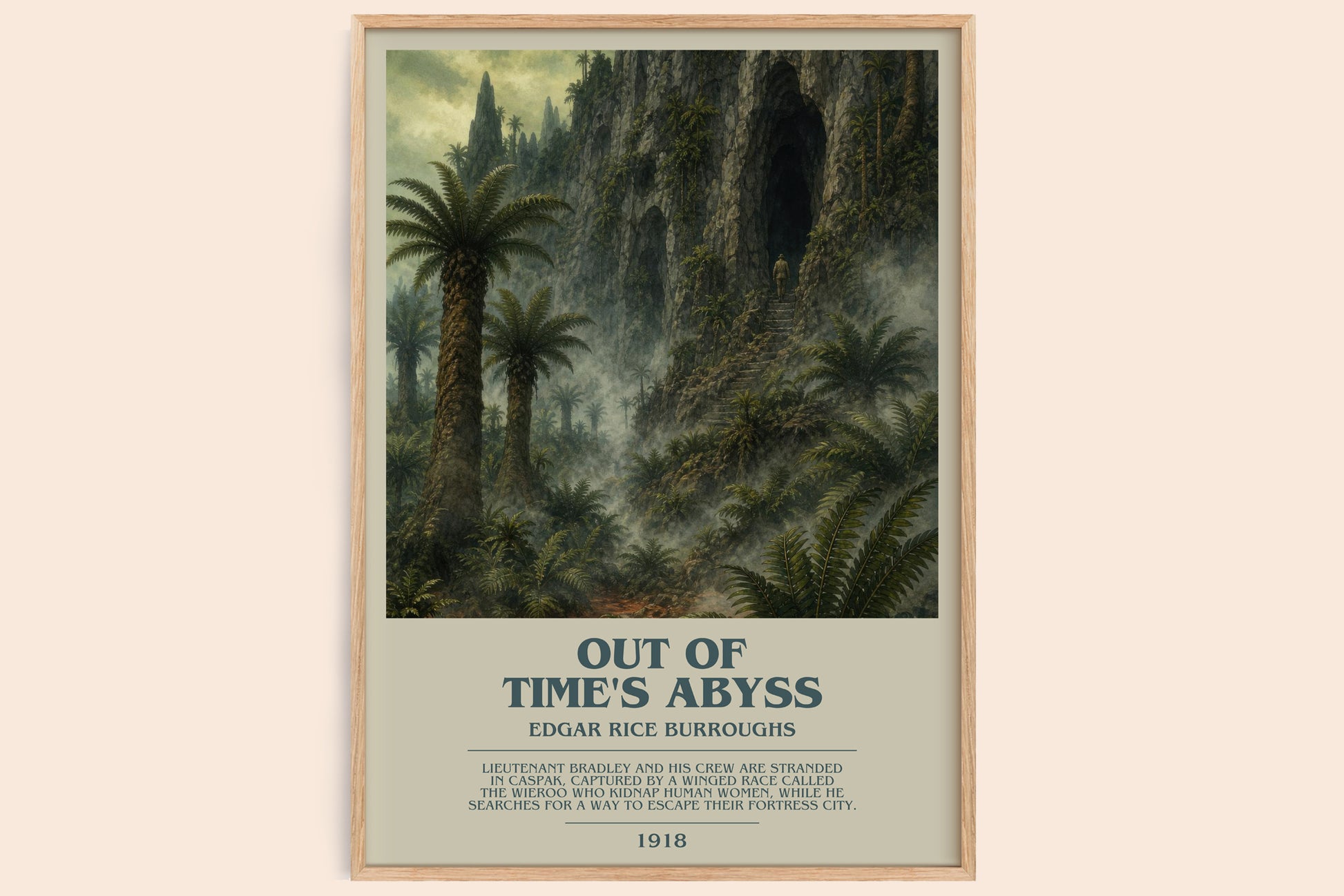 Out Of Time'S Abyss bookish book poster by Edgar Rice Burroughs – framed literary art print