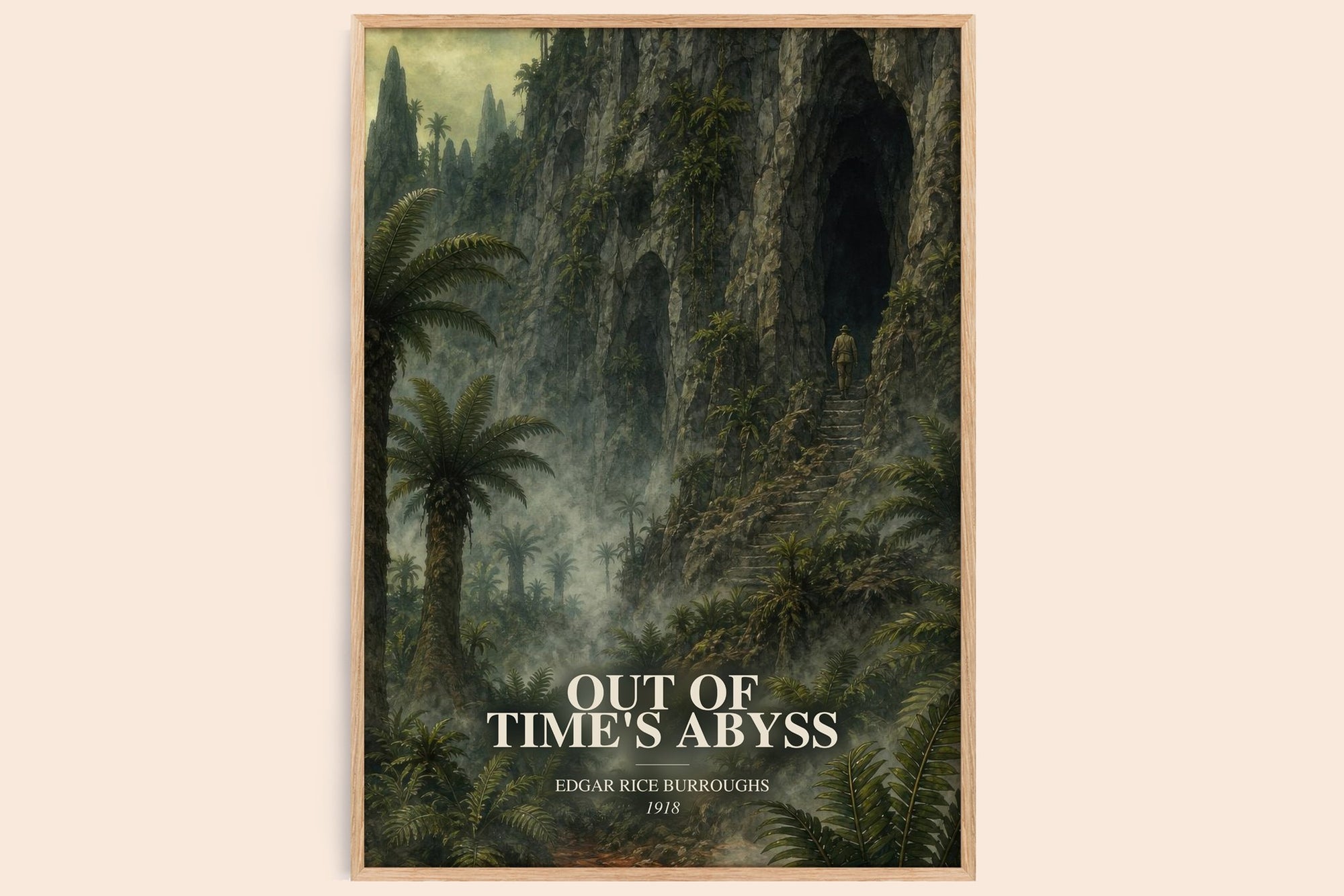 Out Of Time'S Abyss watercolour book poster by Edgar Rice Burroughs – framed literary art print