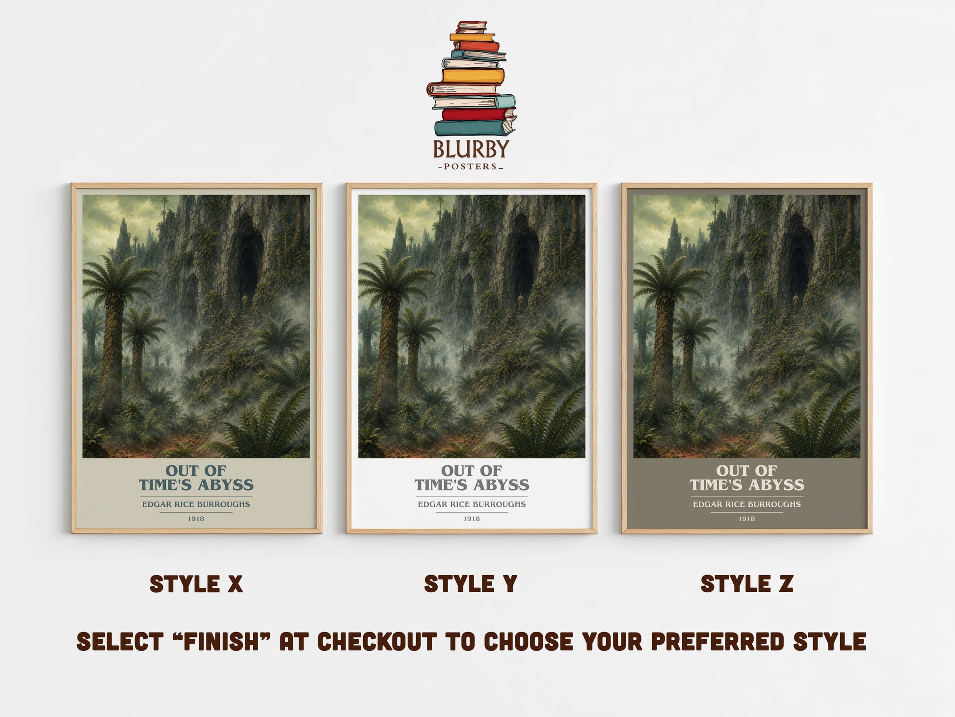 Out Of Time'S Abyss book cover print in frame leaning in hallway – sci fi wall art