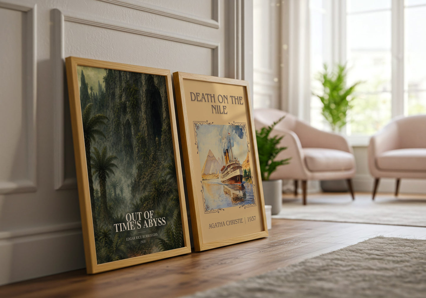 Out Of Time'S Abyss watercolour print framed by window – literary home decor