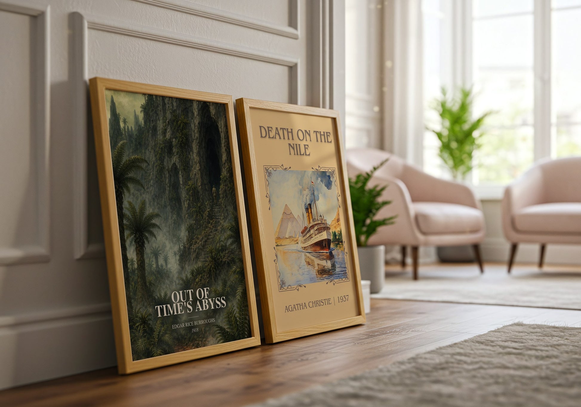 Out Of Time'S Abyss watercolour print framed by window – literary home decor