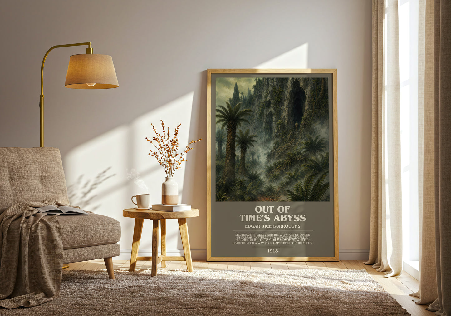 Out Of Time'S Abyss bookish print on bookshelf – Edgar Rice Burroughs fan gift