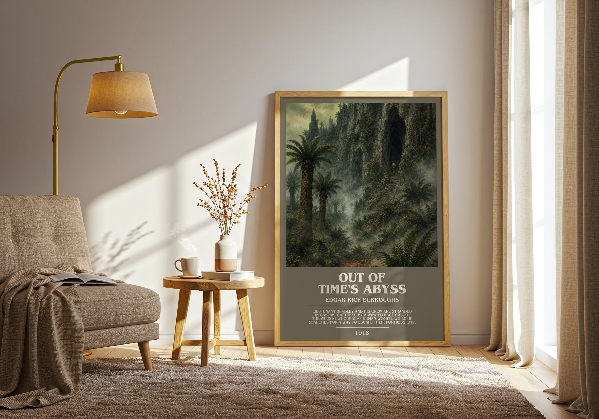 Out Of Time'S Abyss bookish print on bookshelf – Edgar Rice Burroughs fan gift