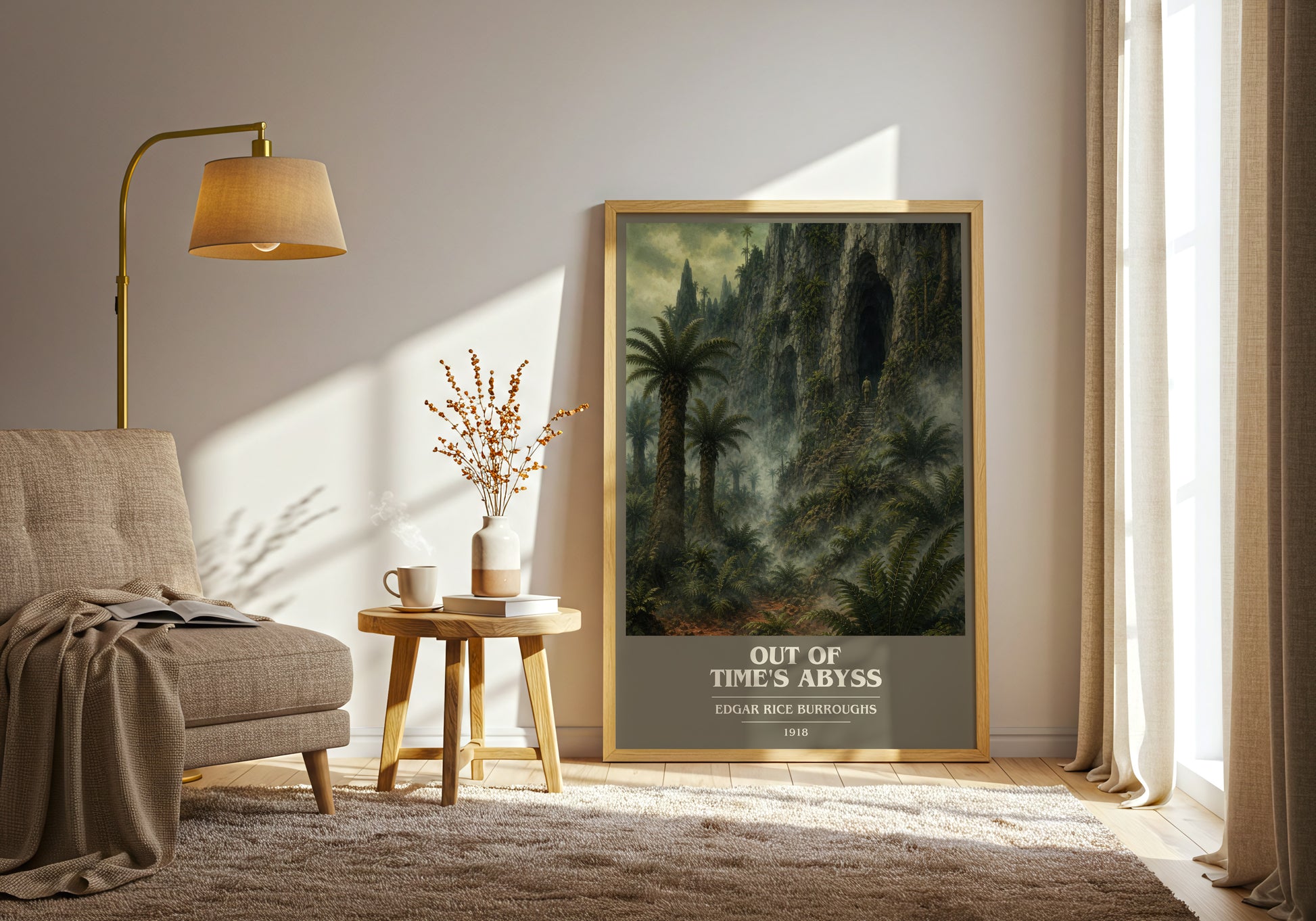 Out Of Time'S Abyss book cover print on bookshelf – Edgar Rice Burroughs fan gift