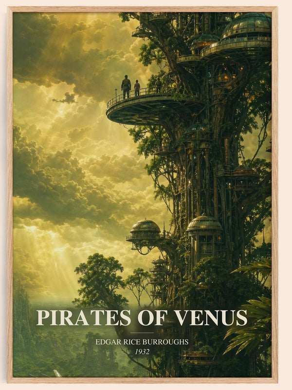 Pirates Of Venus watercolour book poster by Edgar Rice Burroughs – framed literary art print