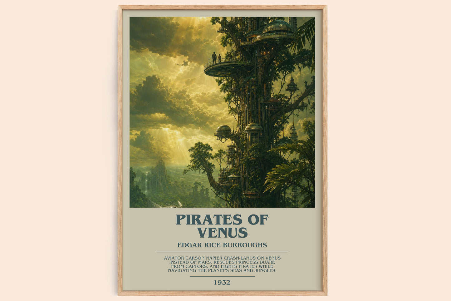 Pirates Of Venus bookish book poster by Edgar Rice Burroughs – framed literary art print