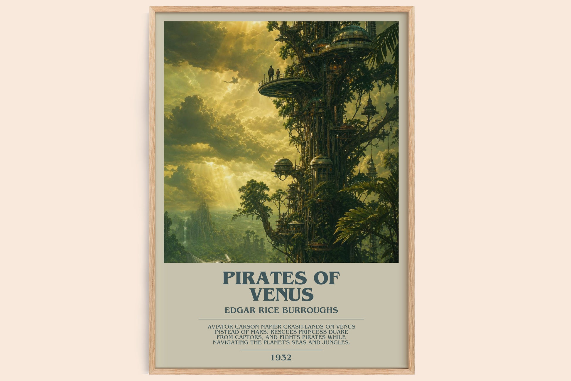 Pirates Of Venus bookish book poster by Edgar Rice Burroughs – framed literary art print
