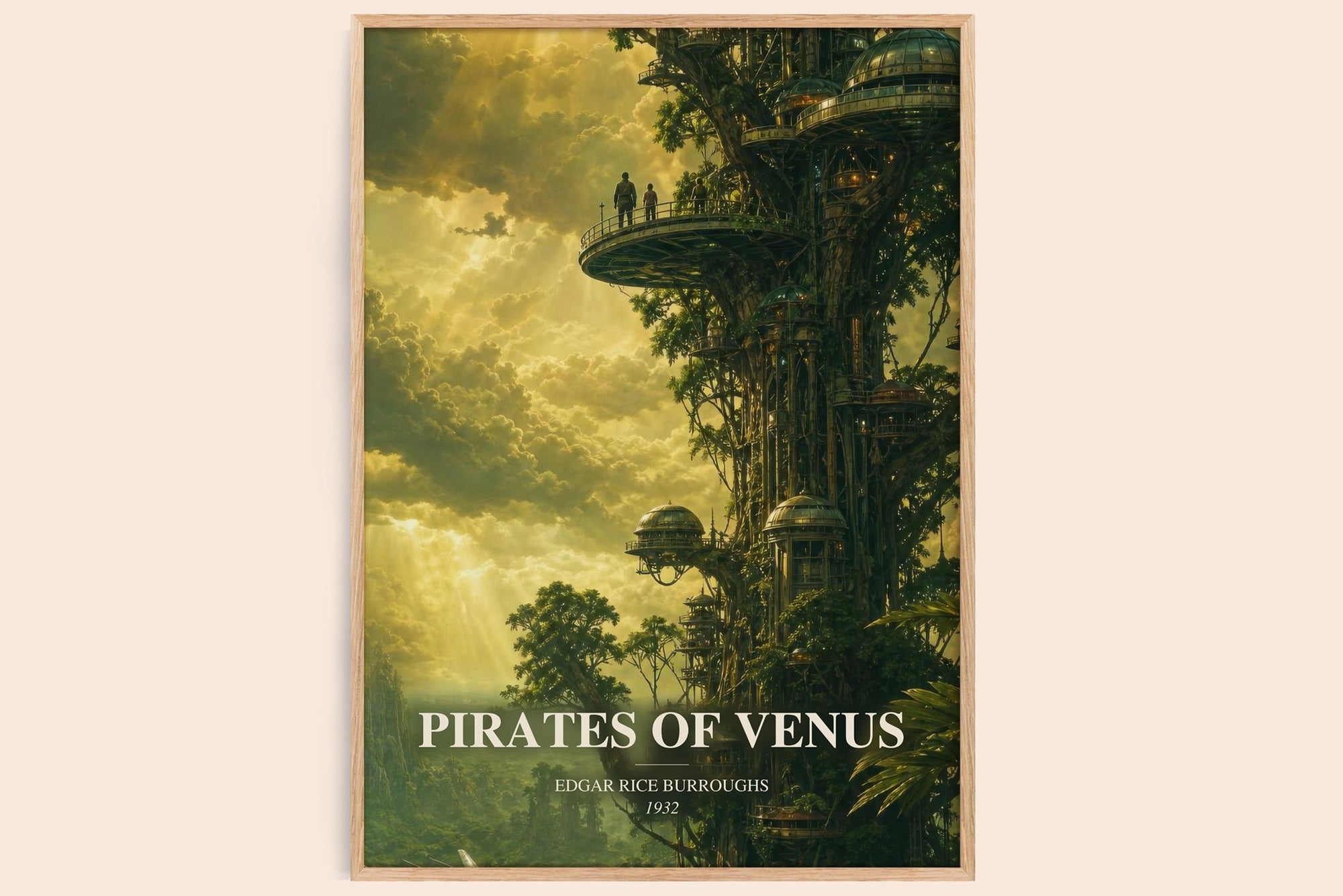 Pirates Of Venus watercolour book poster by Edgar Rice Burroughs – framed literary art print