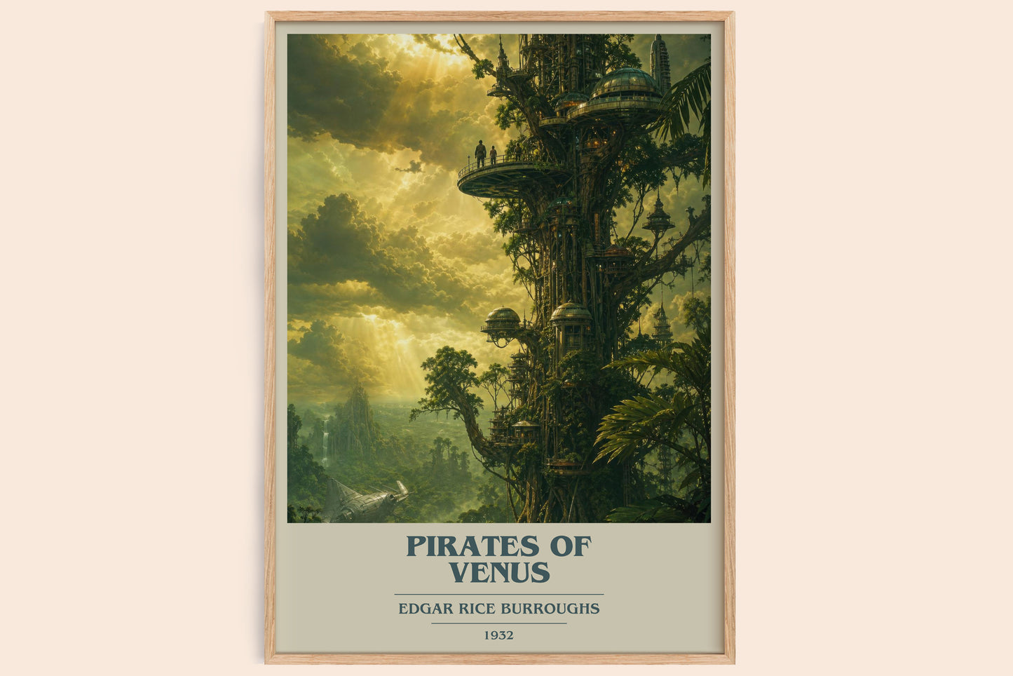 Pirates Of Venus book cover book poster by Edgar Rice Burroughs – framed literary art print