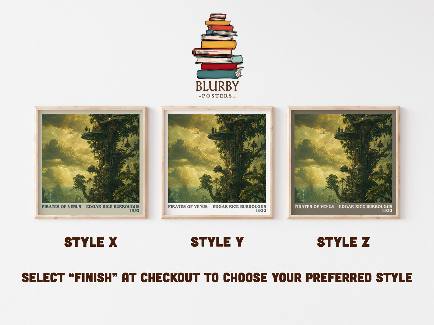 Pirates Of Venus literary print in frame leaning in hallway – sci fi wall art