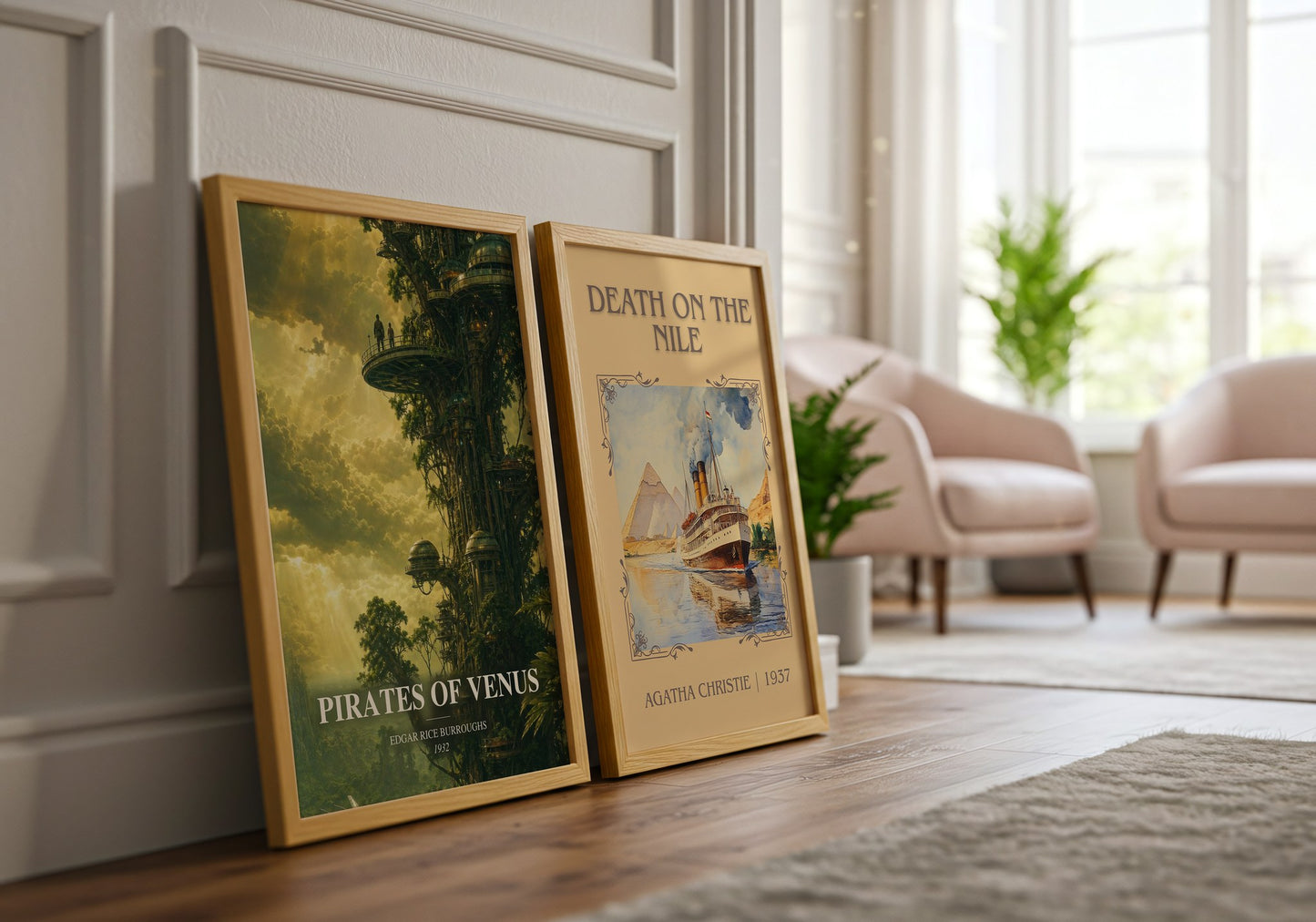 Pirates Of Venus watercolour print framed by window – literary home decor