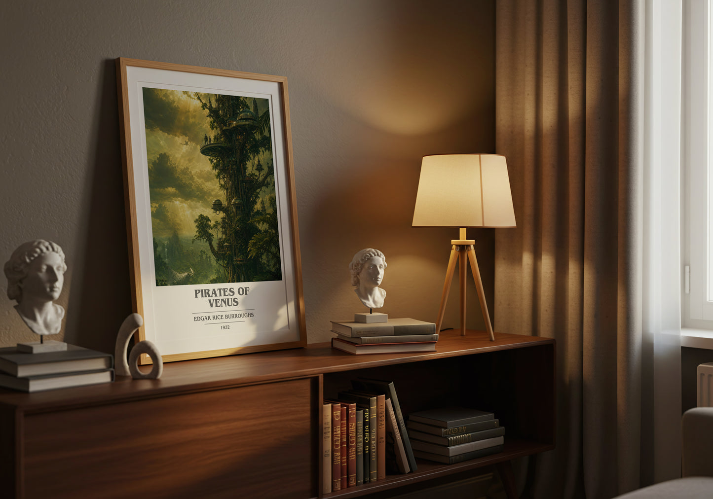 Pirates Of Venus book cover book poster framed on wall – sci fi wall art