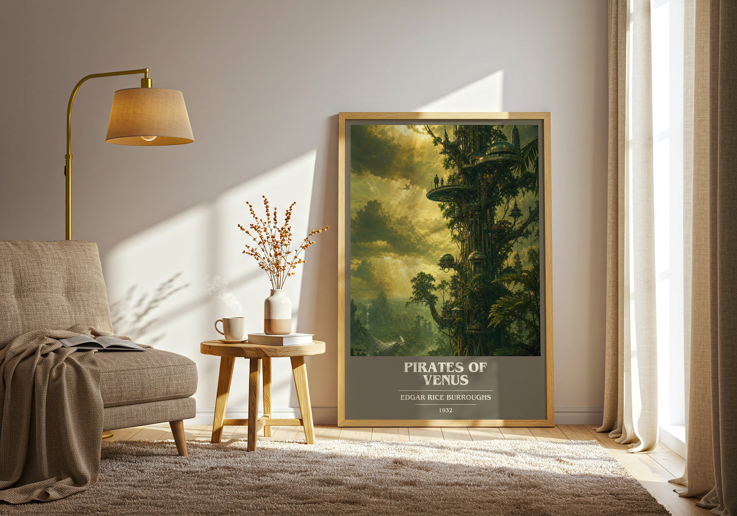 Pirates Of Venus book cover print on bookshelf – Edgar Rice Burroughs fan gift